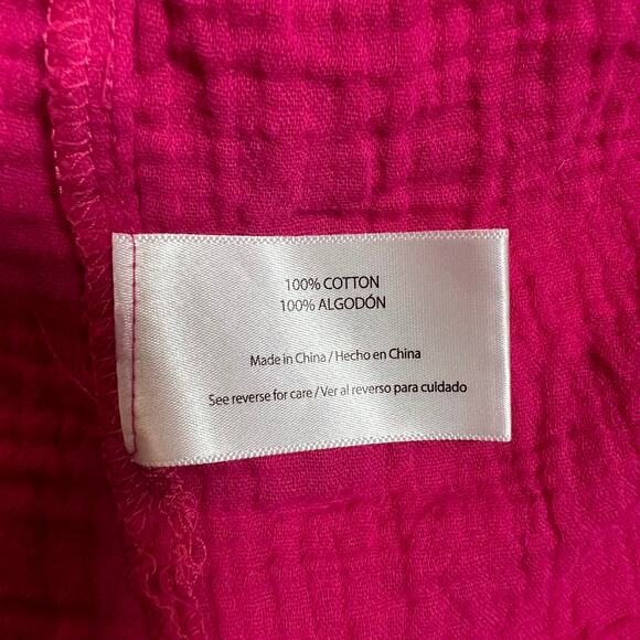 Three Dots V-Neck Cap Sleeve Gauze Flowy Blouse Size XL Cotton Summer Colorful - Picture 5 of 7